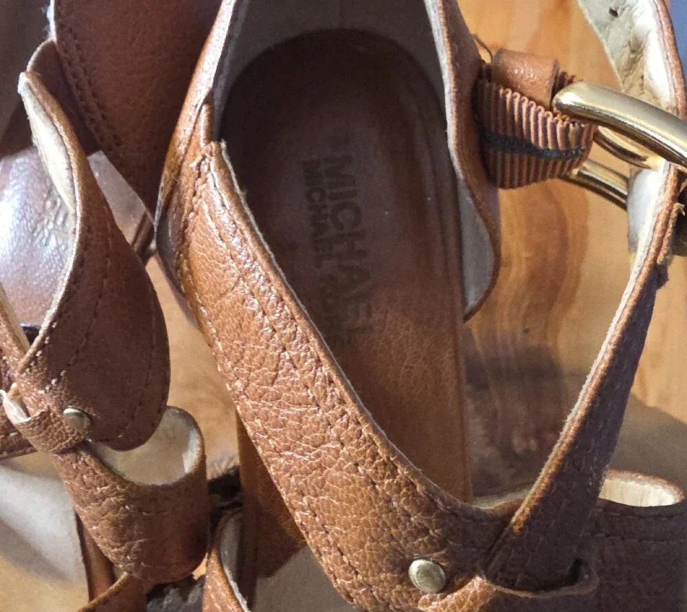 Michael Kors Brown Leather Strappy High Heel Sandals